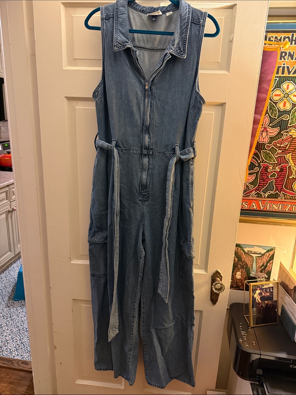 Universal Thread denim sleeveless jumpsuit in medium blue